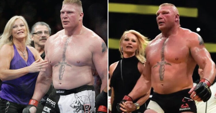 Sable (left) and Brock Lesnar (right)