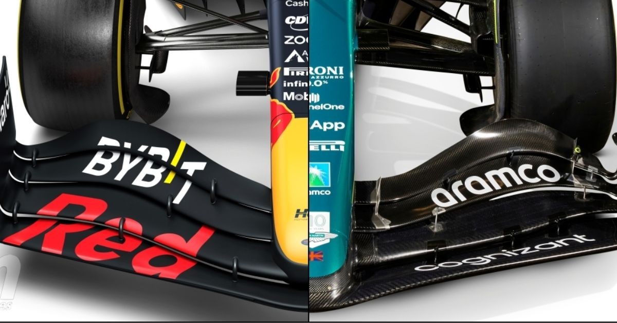 RB18 and AMR23 front wing comparison
Credits: (motor.es)