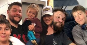 Kevin Owens with his wife and kids
