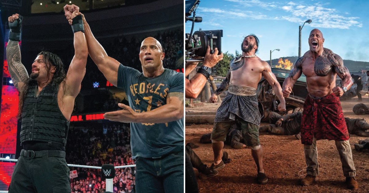 Roman Reigns (left) and The Rock (right)
