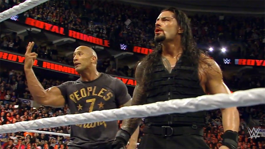 The Rock (left) and Roman Reigns (right)