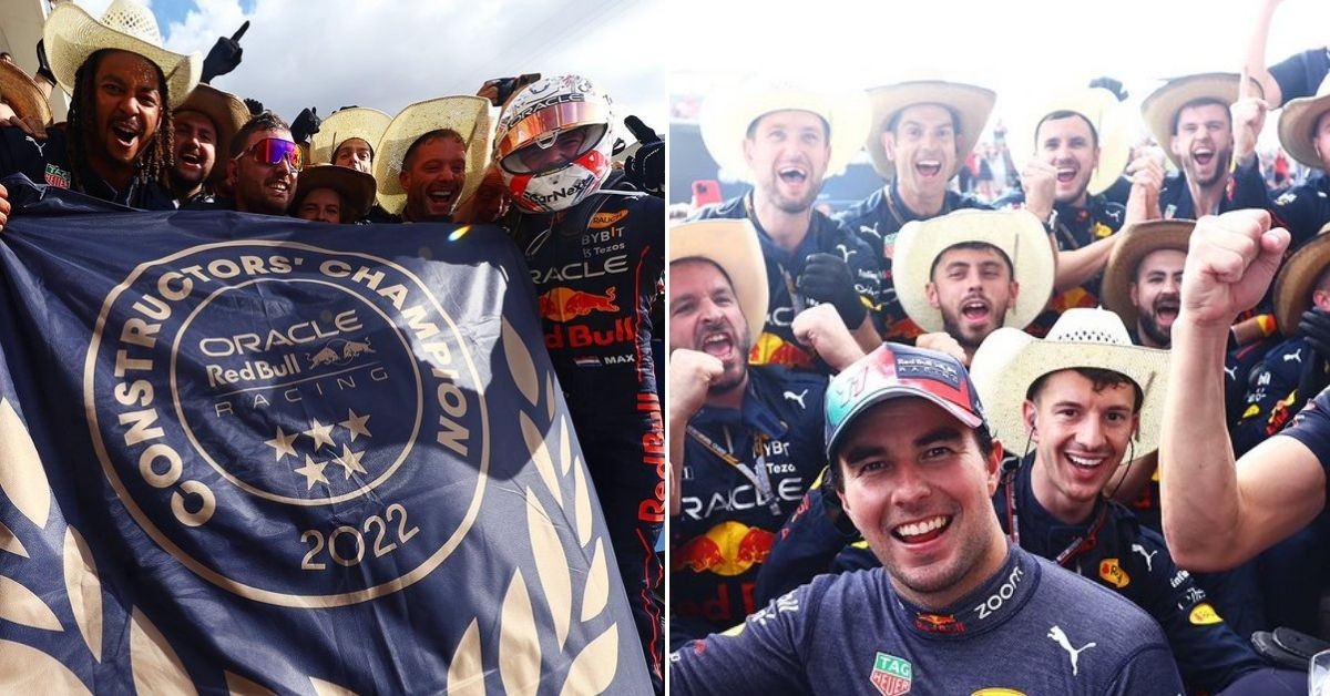 Perez and the Red Bull team celebrating the 2022 WCC
(Credits: Red Bull Racing)