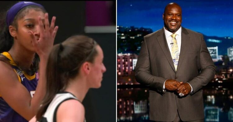 Angel Reese, Caitlin Clark, and Shaquille O'Neal