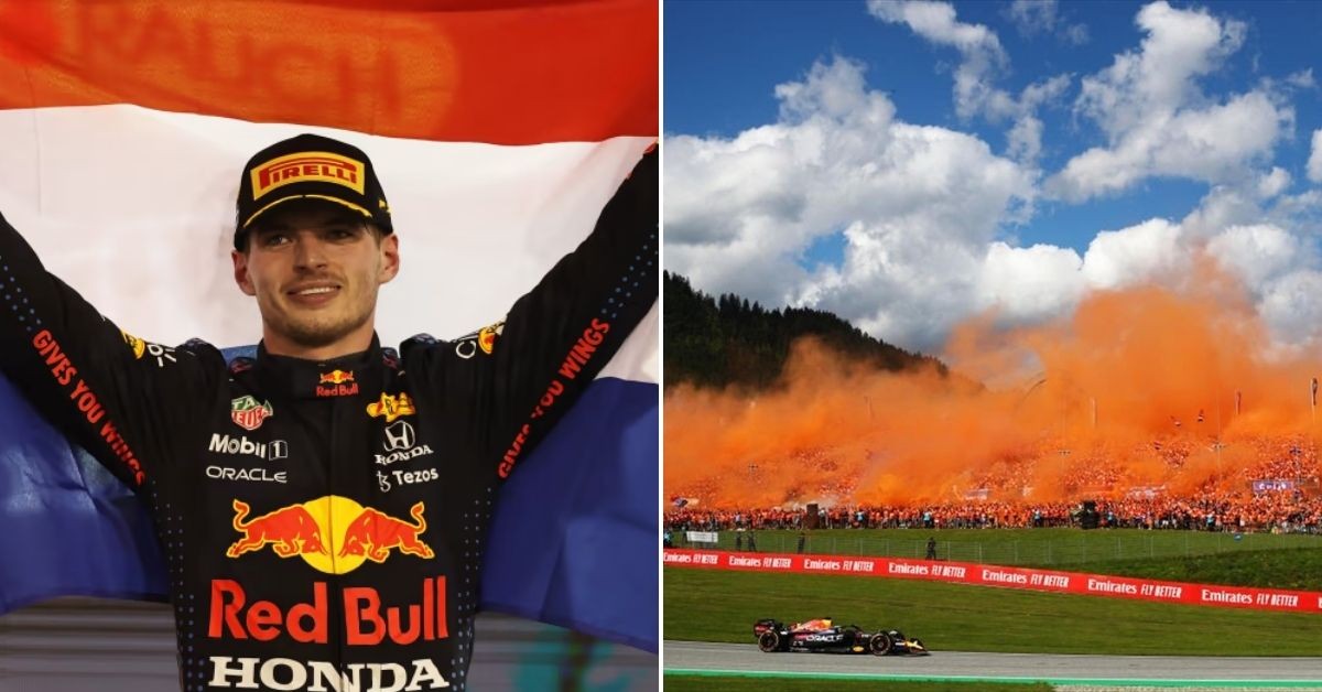Max Verstappen (left), Orange Army (right)(Credits: f1, Eurosport)