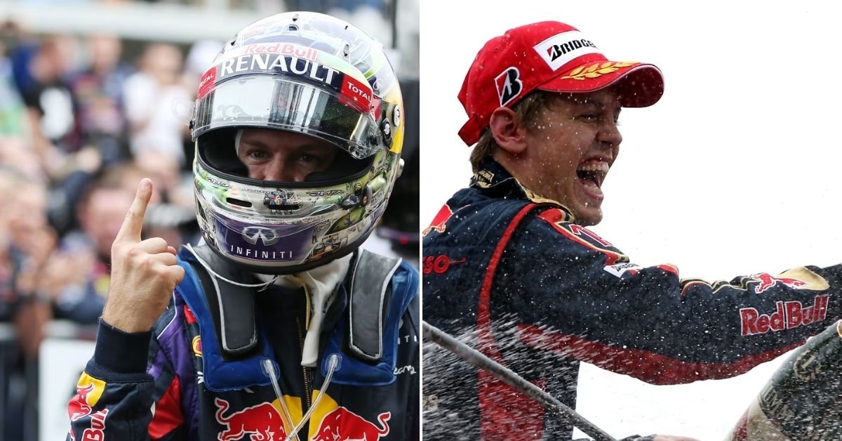 Vettel 2012 (left) Vettel first GP win (right) (credits: f1)