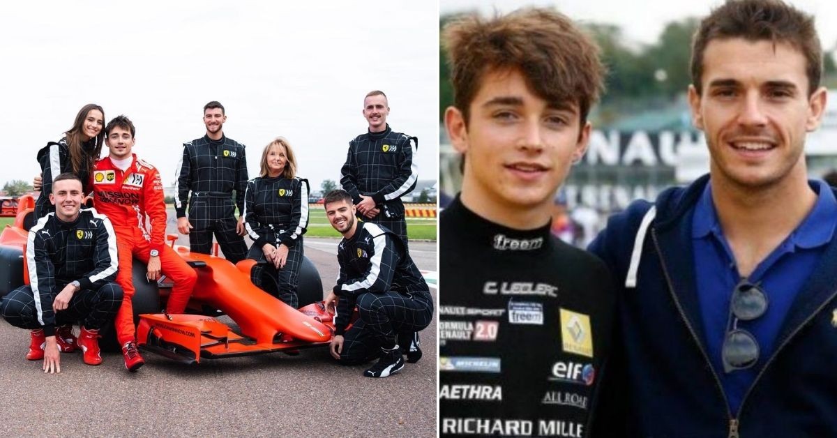 Leclerc with friends and family on track (left) Leclerc with the late Jules Bianchi (right) (credits f1i, Sports Rush)