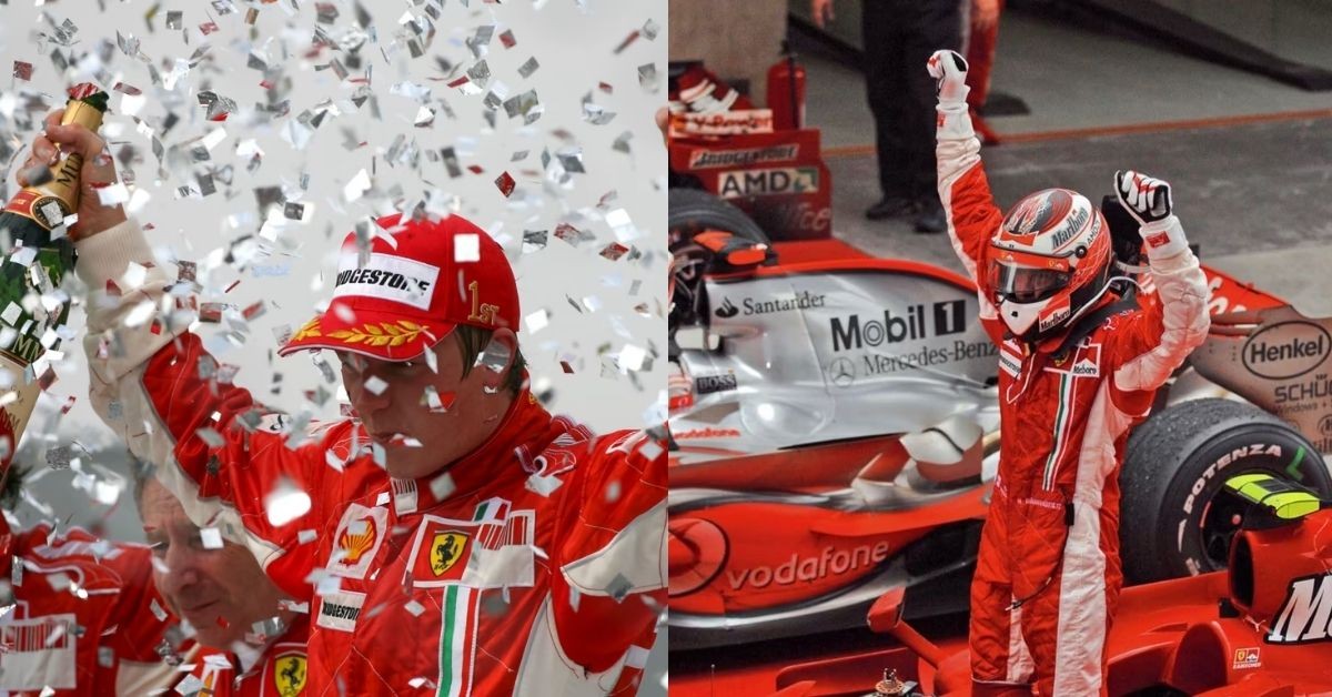 Kimi Raikkonen celebrating 2007 championship (credits F1, Ferrari)
