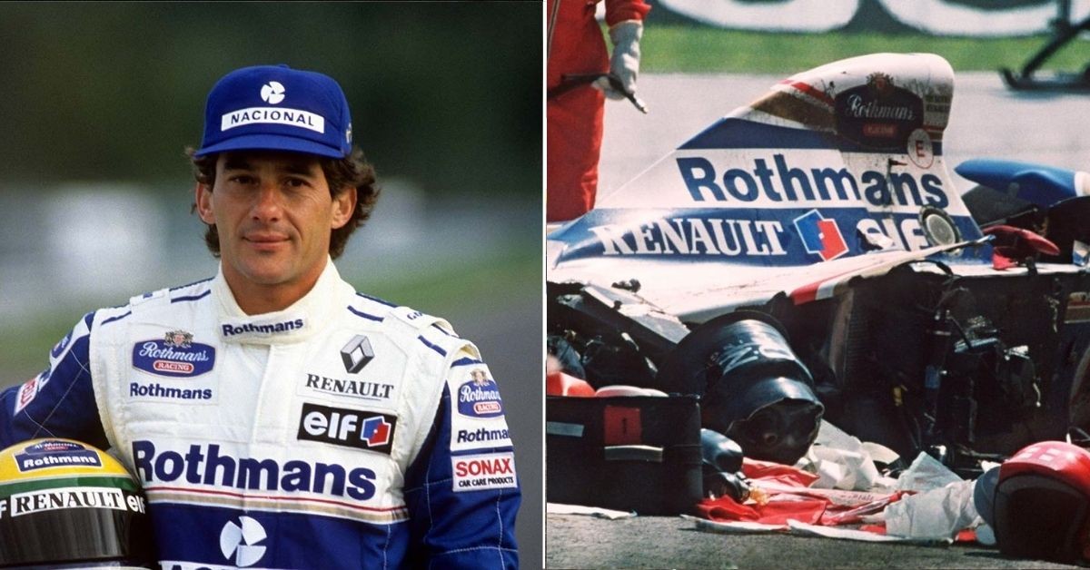 Ayrton Senna (left), Senna's car after the crash (right) (credits Fox Sports)F1,