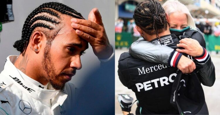 Lewis Hamilton (left), Hamilton with Angela Cullen (right) (Credits- The Independent, Reddit)