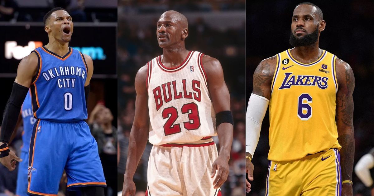 Russell Westbrook, Michael Jordan and LeBron James 