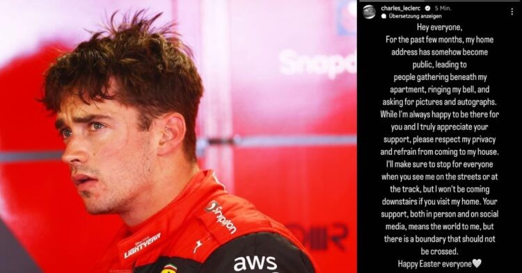 Charles Leclerc (left), Leclerc's post on Instagram (right) (Credit- Eurosport, Media Referee)