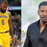 LeBron James on the court and Jamie Foxx