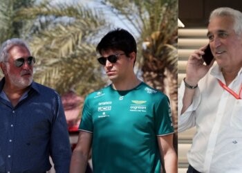 Lawrence Stroll with son, Lance Stroll (left), Lawrence Stroll (right) (Credit- Crash.net, Aston Martin)