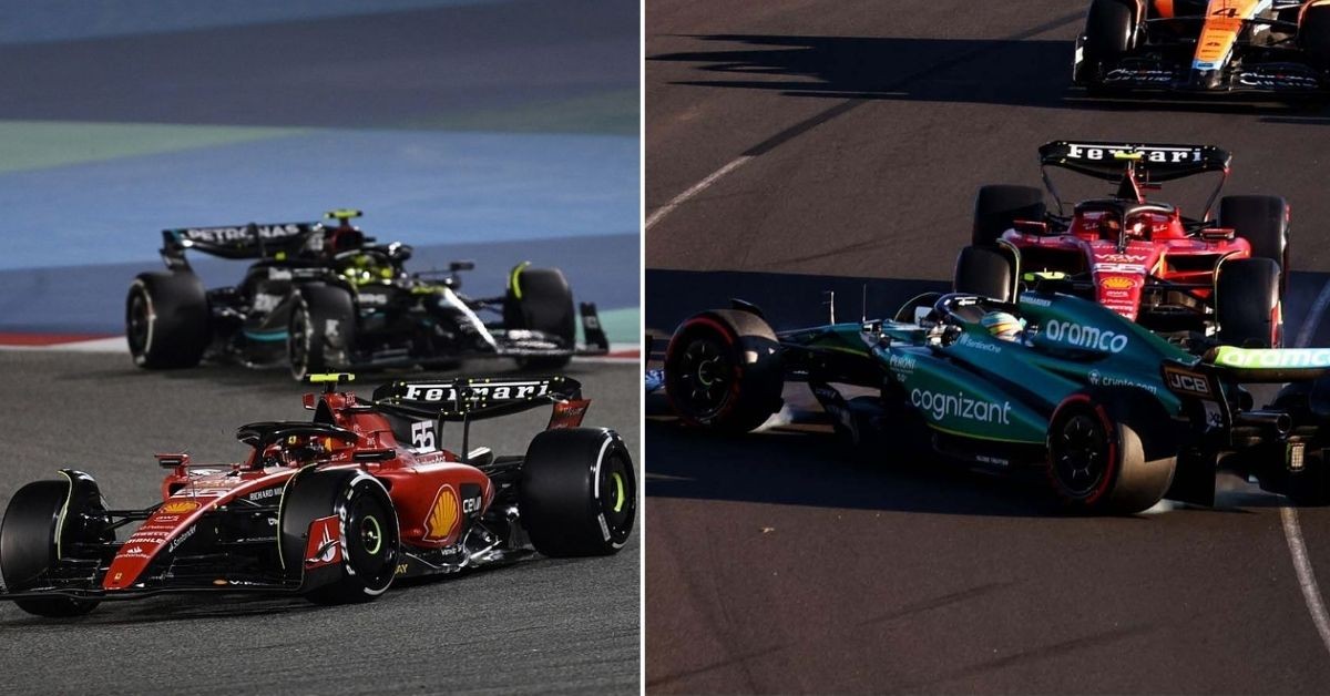 Ferrari against Mercedes (left) and Aston Martin (right) (credits autosport, Planet F1)