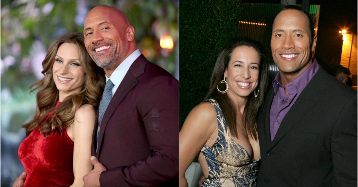 Dwayne Johnson with wife Lauren Hashian (left) and former wife Danny Gracia (right)