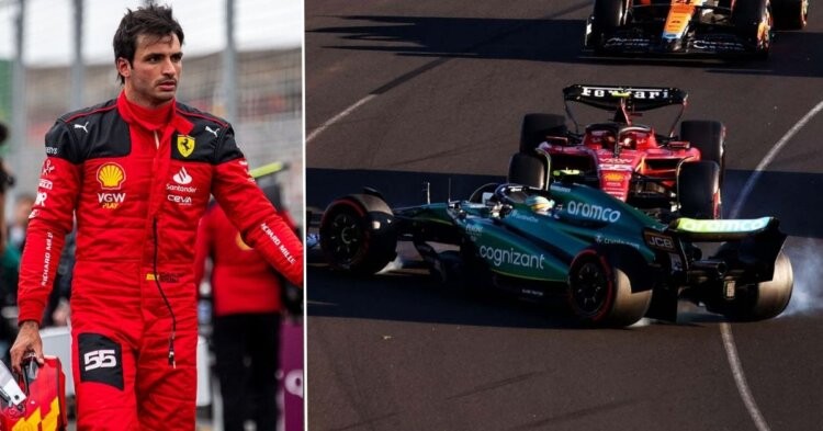 Carlos Sainz after the Australian Grand Prix (left) Carlos Sainz incident with Fernando Alonso (right) (Credits marca, Planet F1)