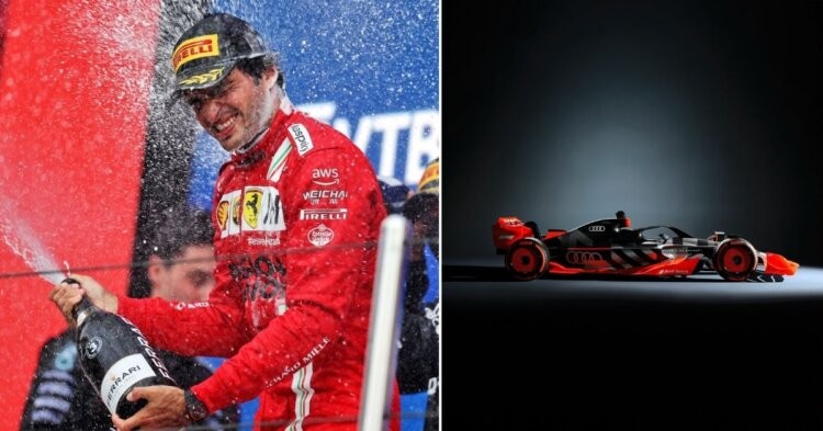 Carlos Sainz (left) Audi F1 concept (right) (Credits: Audi media center, James Moy Photography)