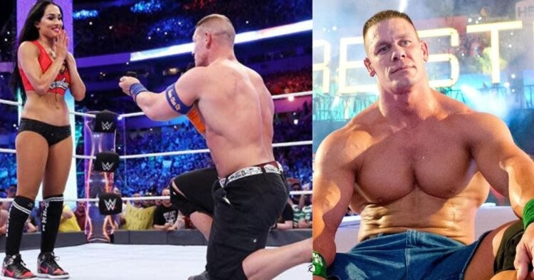John Cena proposed to Nikki Bella at WrestleMania 33 (left) John Cena (right)