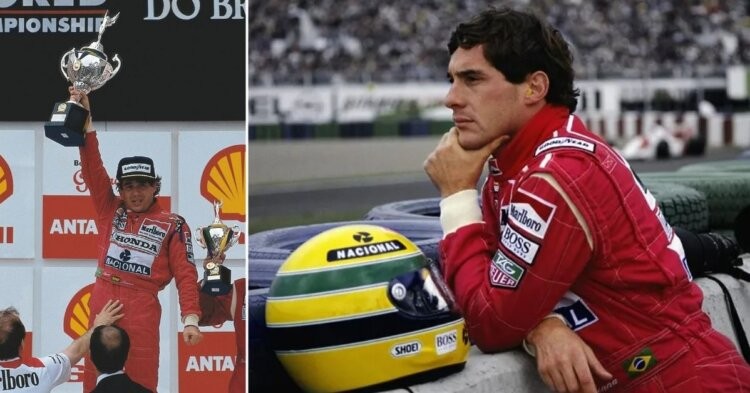 Ayrton Senna winning his home Grand Prix (left) (Credits: Motorsport Images, Parcitinmyferme)