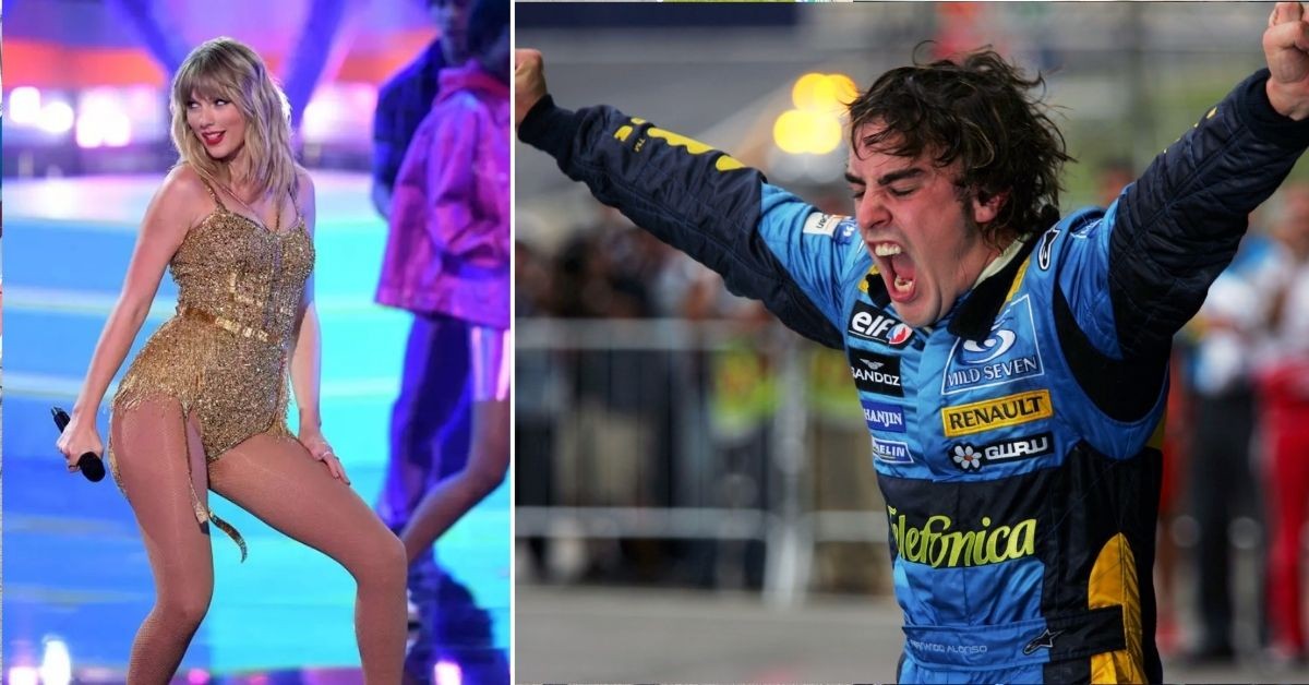 Taylor Swift (left) Fernando Alonso (right) (Credits: Music Raiser, F1)