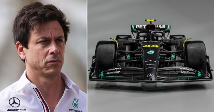 Toto Wolff (left) The Mercedes W14 (right) (Credits: F1, Sportal)