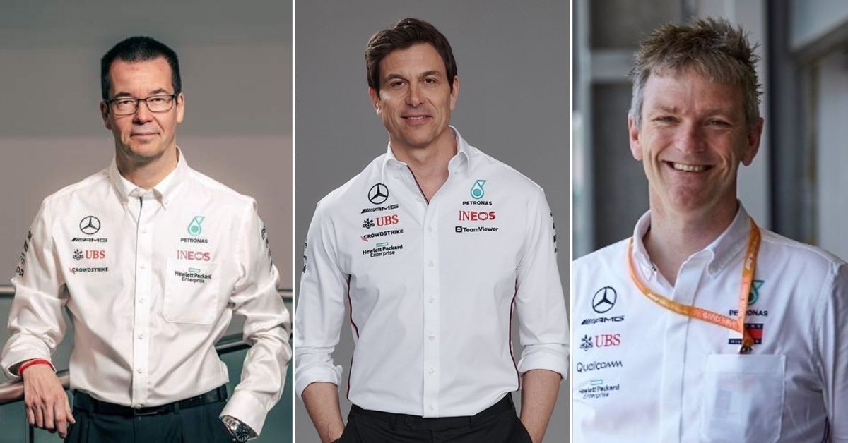 Mike Elliott (left), Toto Wolff (middle) James Allison (right) (Credits: Mercedes) 