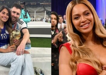 Lionel Messi's wife Antonela Roccuzzo (CREDITS: @roccuzzo on Instagram) and Beyonce(CREDITS: KEVIN MAZUR/GETTY IMAGES)