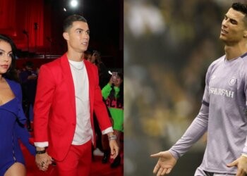 Cristiano Ronaldo with his partner Georgina Rodriguez (CREDITS: Getty Images) and a frustrated Ronaldo (CREDITS: Getty Images)