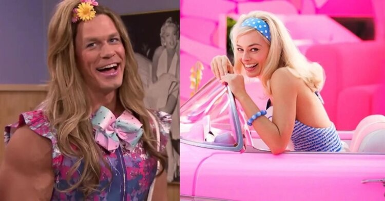 John Cena (left) Glimpse of Barbie (right)
