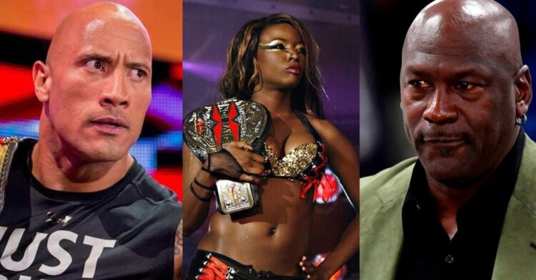 Dwayne "The Rock" Johnson, Trenesha Biggers - Rhaka Khan and Michael Jordan (Credits - Koimoi, Wrestling News and Sporting News)