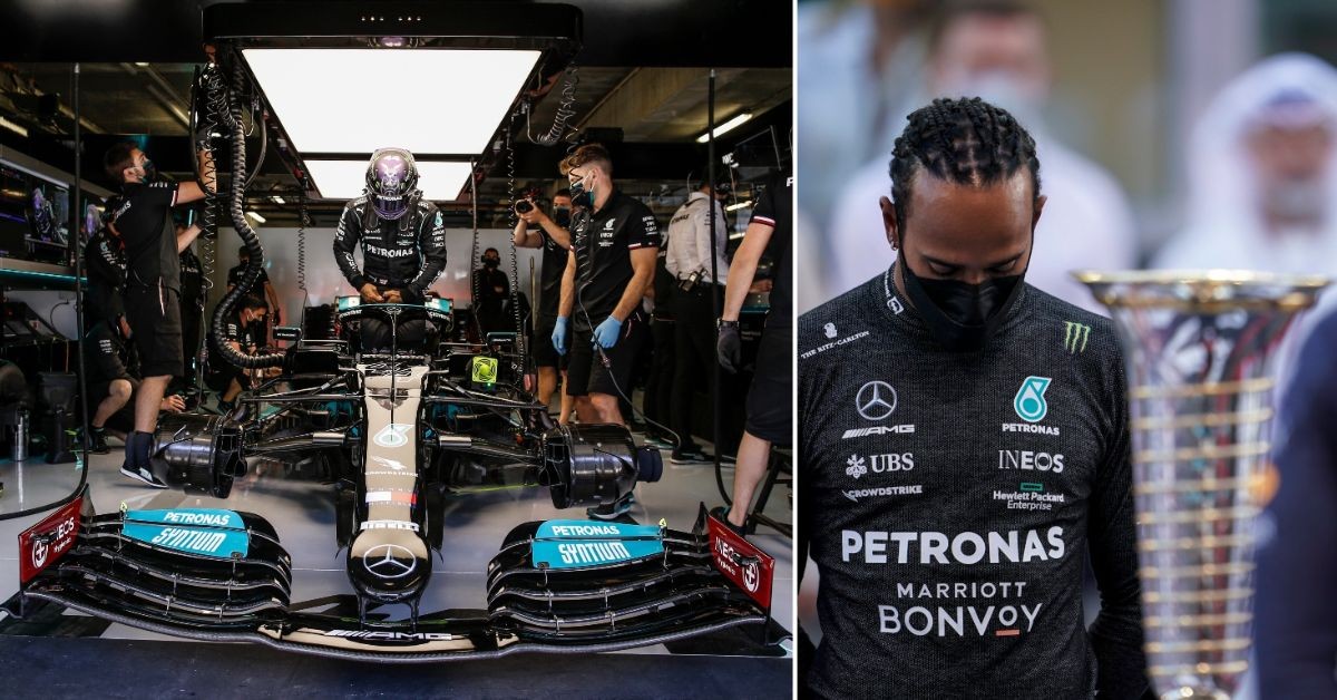 Lewis Hamilton getting into his car (left) Lewis Hamilton before the 2021 Abu Dhabi Grand Prix (Credits: Planet F1)