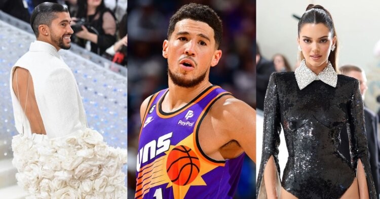 Bad Bunny, Devin Booker and Kendall Jenner (Credits - ELLE, Fashionista and NBA.com)