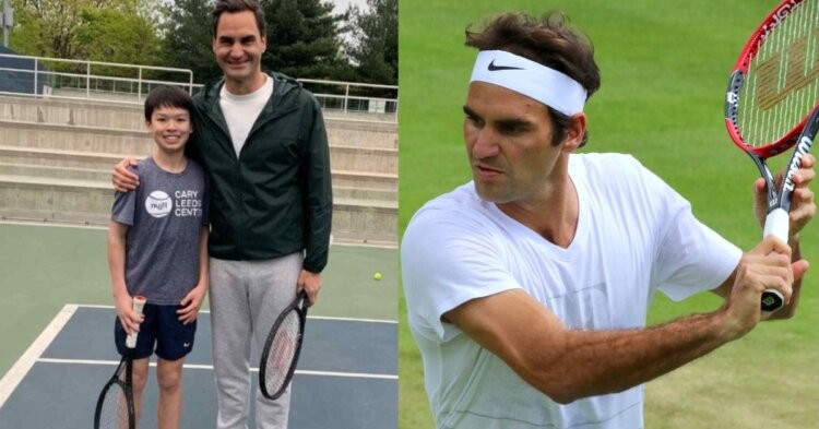 Roger Federer with a kid