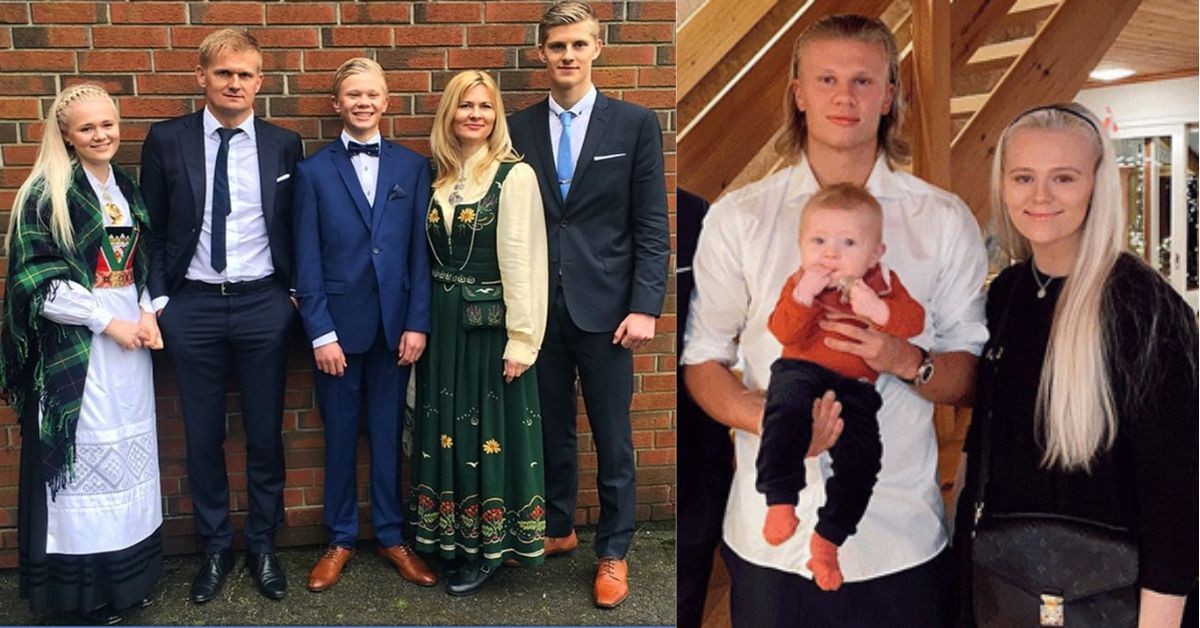 Erling Haaland with his parents and siblings