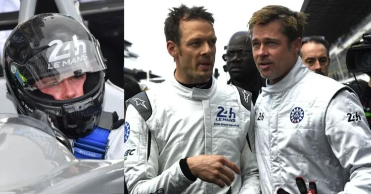 Brad Pitt going for a ride around the Le Mans Circuit (Credits: The Mirror, Digital Spy)