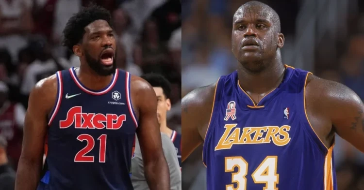 Joel Embiid and Shaquille O'Neal (Credits - Fox Sports and The Guardian)