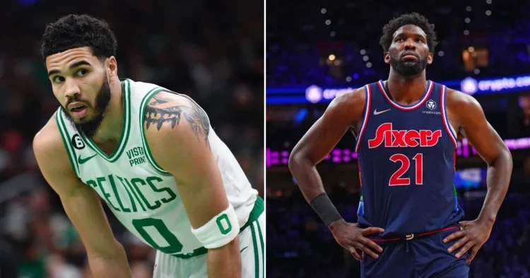 Celtics' Jayson Tatum and Sixers' Joel Embiid
