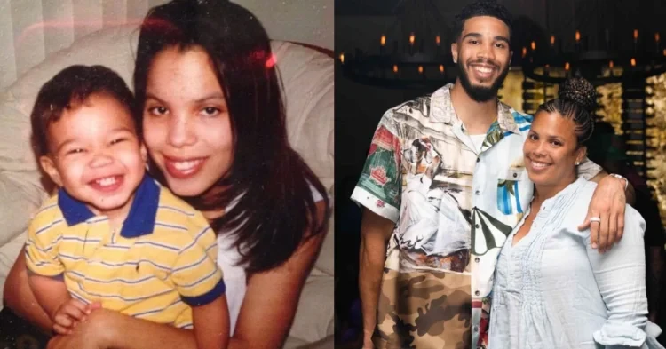 Jayson Tatum and his mother Brandy Cole as a child and an adult