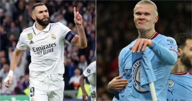 Karim Benzema (left) and Erling Haaland (right)