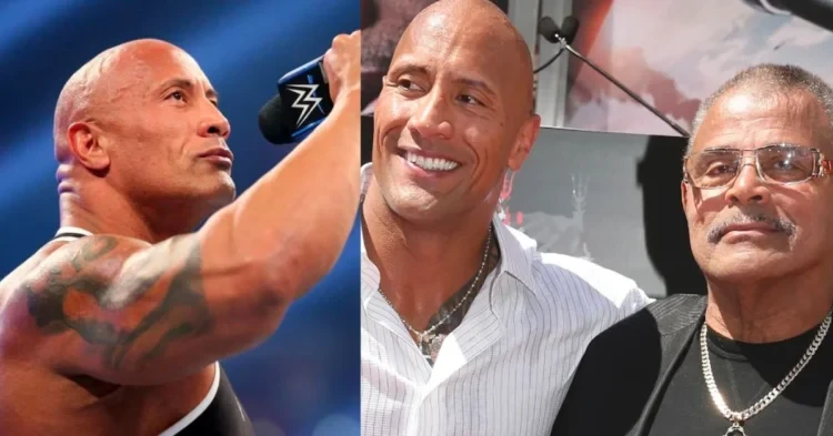 The Rock (left); Dwayne Johnson with his father (right) (Credits: Wrestling Observer and USA Today)