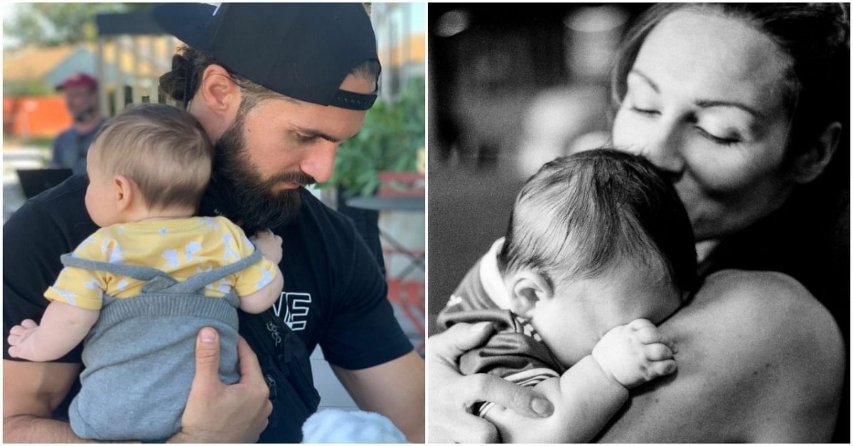 Seth Rollins and Becky Lynch with their daughter