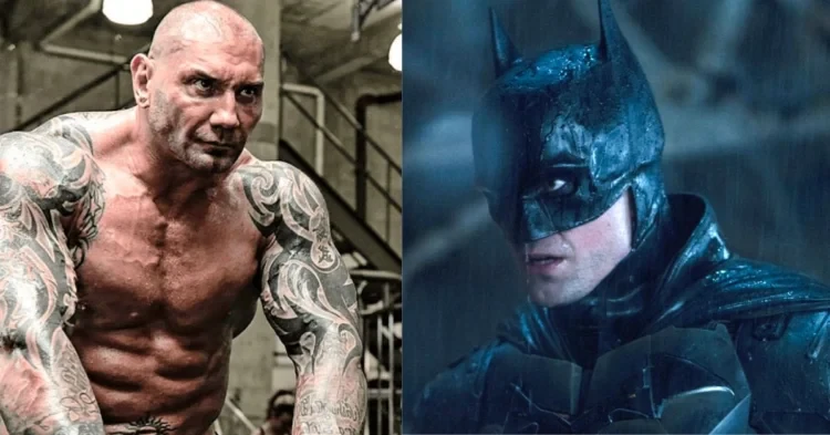 Dave Bautista (left); Batman (right) (Credits: The Barbell and Variety)