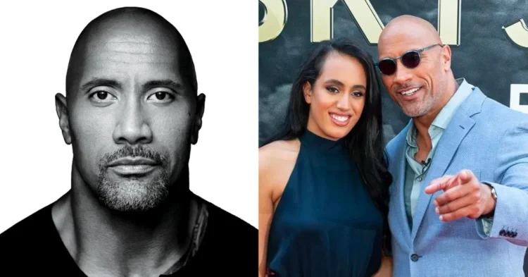 Dwayner Johnson (left); The Rock with his daughter, Ava (right) (Credits: Variety and TMZ)