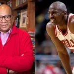 George Raveling and Michael Jordan on the court