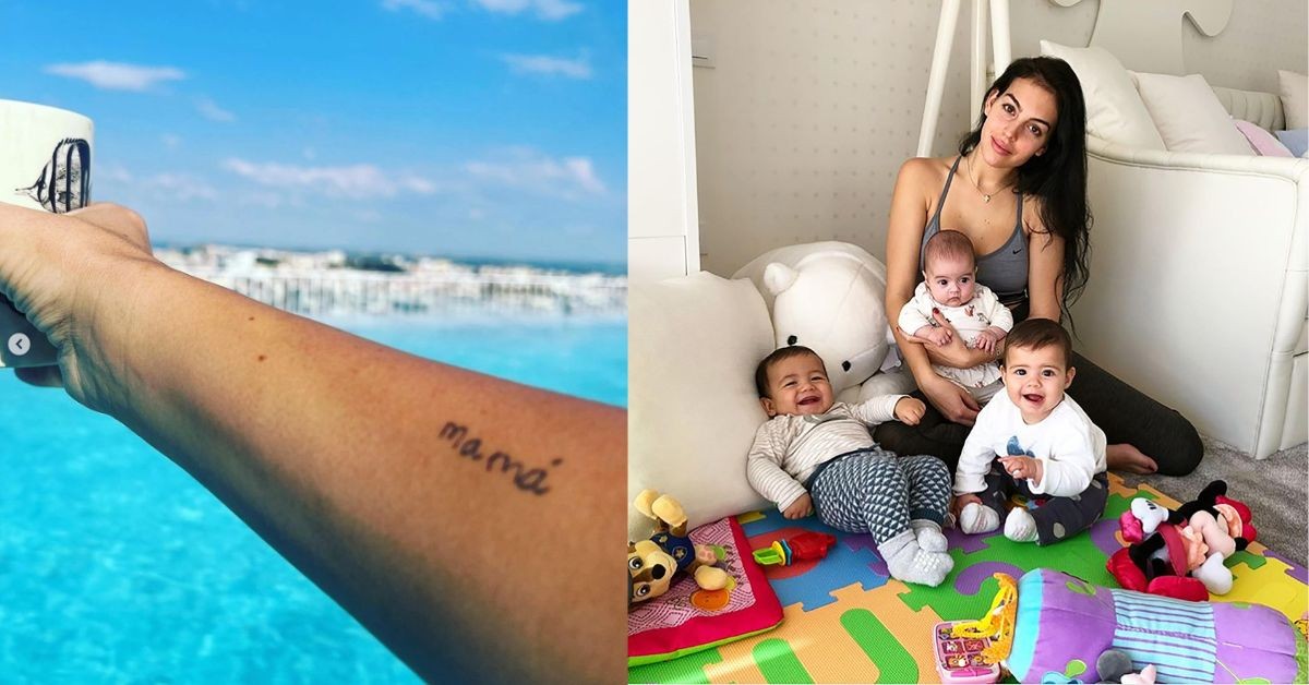Georgina Rodriguez's tattoo (left) Georgina Rodriguez with her kids (right) (credits- The Sun)