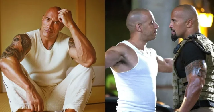 Dwayne Johnson (left); Dom Toretto and Luke Hobbs (right) (Credits: Vanity Fair and The Guardian)