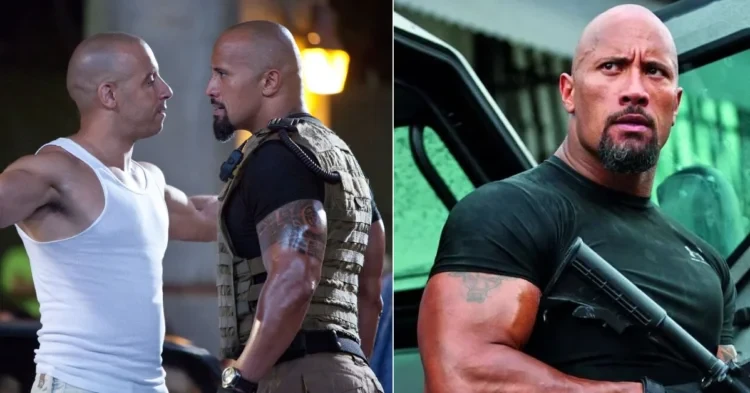 Dwayne Johnson and Vin Diesel in Fast and Furious
