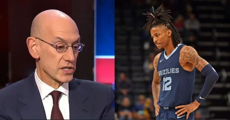 Adam Silver and Ja Morant (Credits - Daily Mail and BroBible)