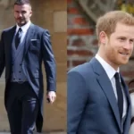 David Beckham with Victoria Beckham (left) Prince Harry with Meghan Markle (right) (credits- Brides, Glamour)