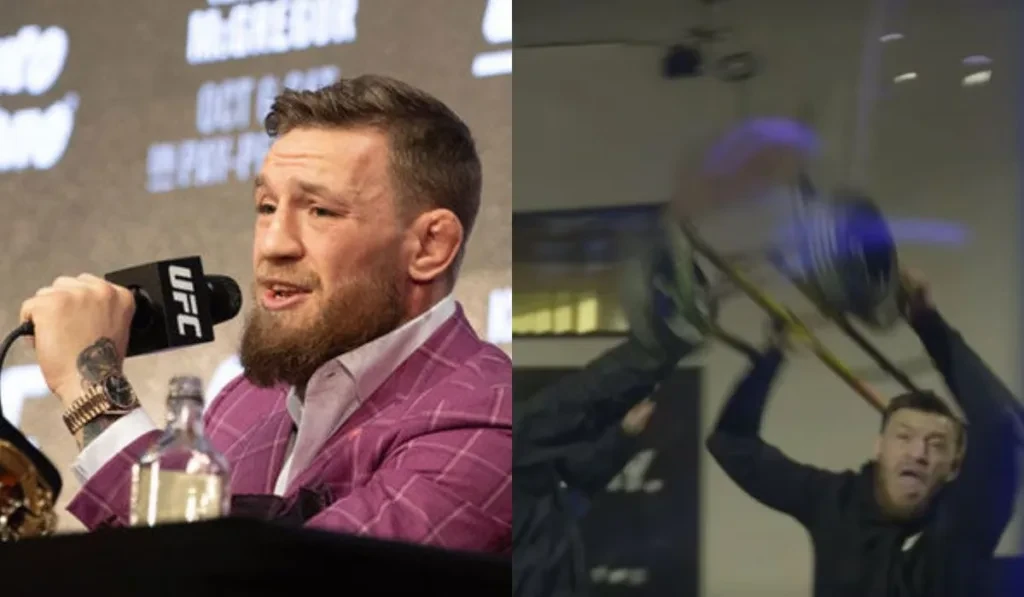 Conor McGregor During a Press Conference at UFC 229 & CCTV Visuals of Conor McGregor Attacking Bus Carrying UFC Fighter Khabib Nurmagomedov